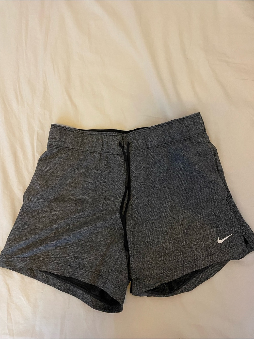 Nike Women's Charcoal Gray Athletic Shorts with Black Drawstring